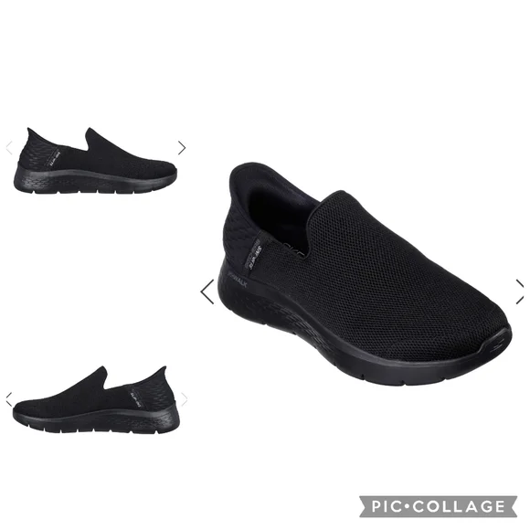 Skechers Slip-Ins Go Walk Flex Solid Black Slip On Athletic Tennis Shoes NEW 6 - Picture 2 of 14